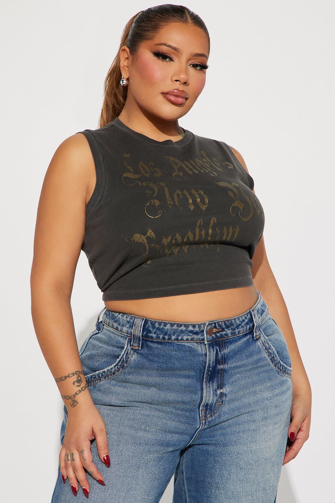 LA to NY Washed Tank Top - Charcoal Product Image