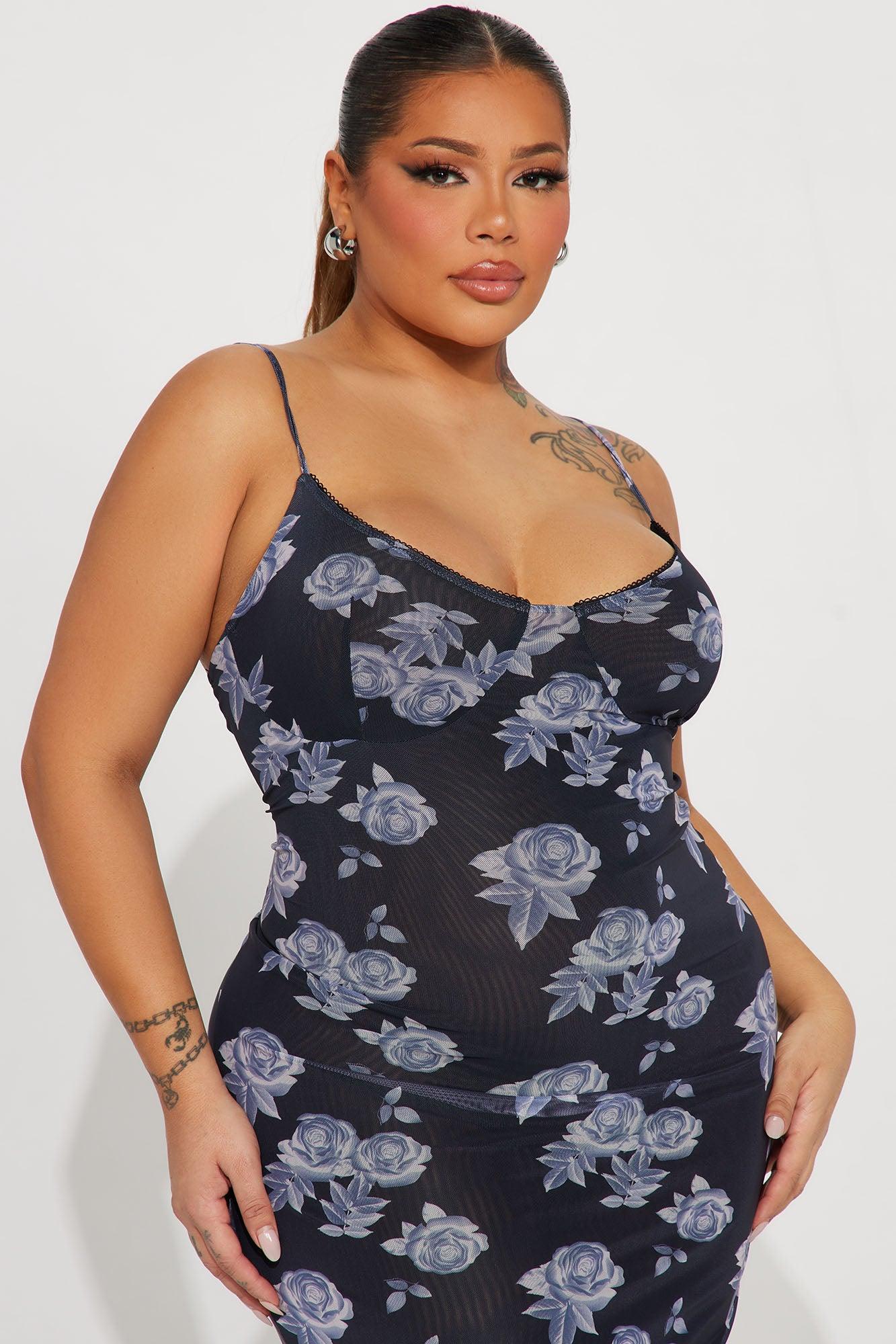 Bella Mesh Maxi Dress - Navy/combo Product Image