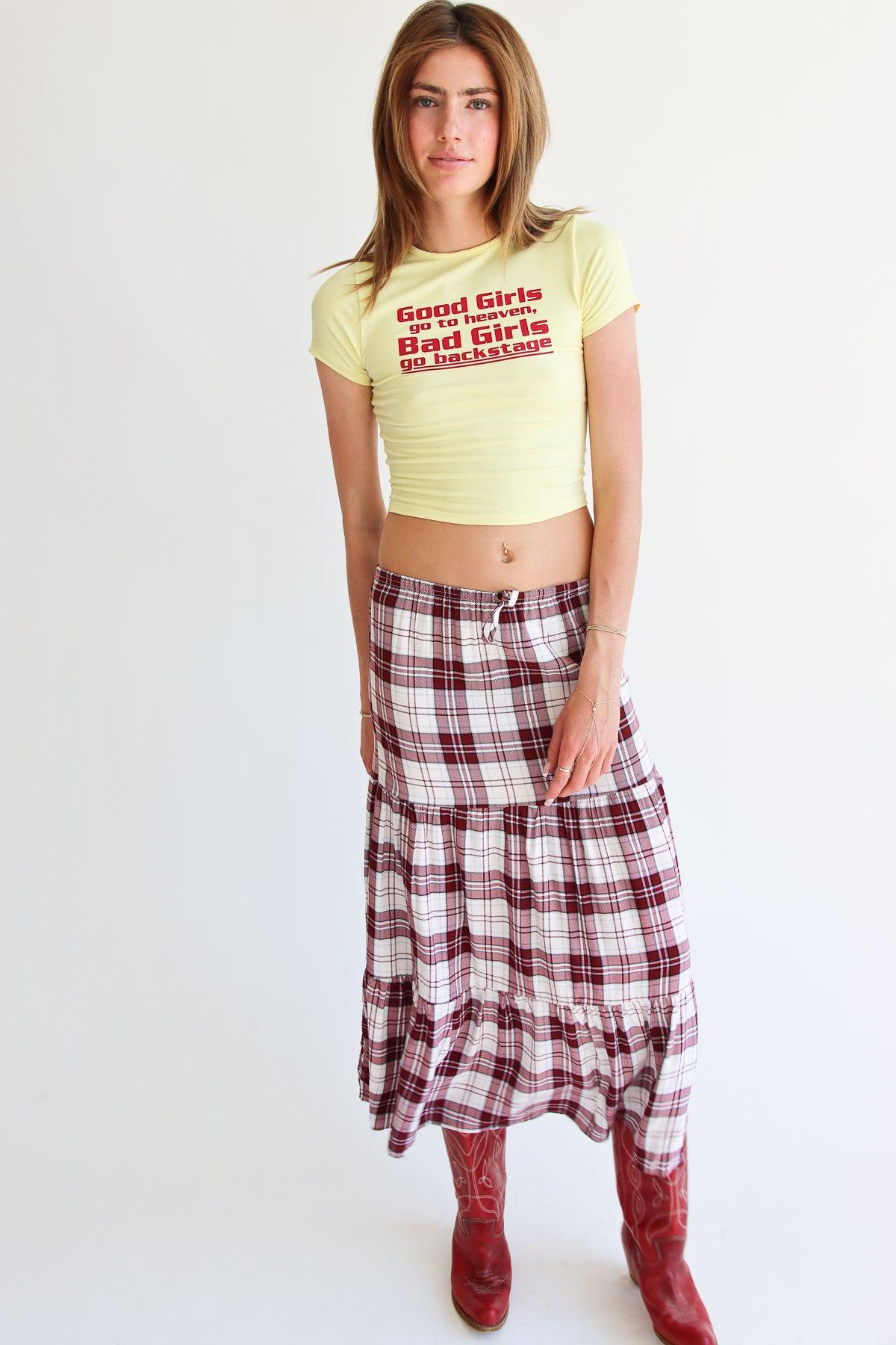 Plaid Tiered Maxi Skirt Product Image