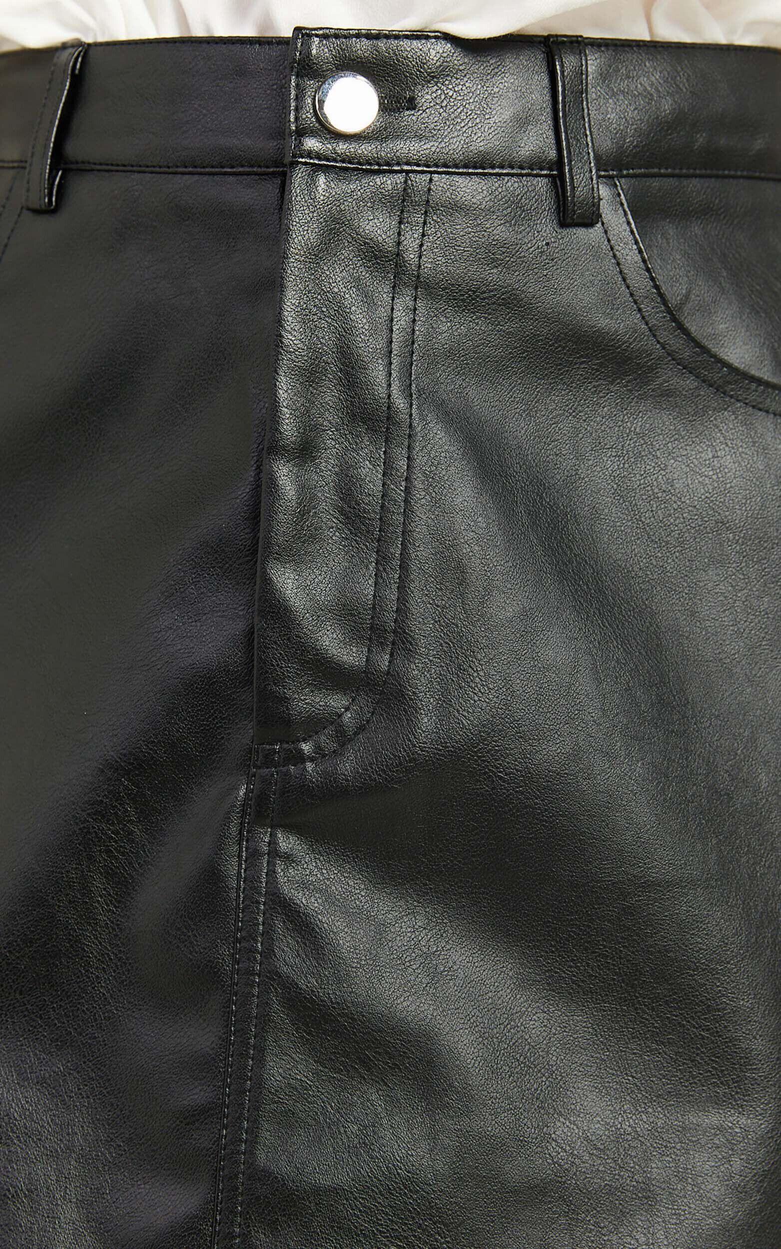 Stormi Mini Skirt - High Waist Faux Leather Skirt in Black Product Image