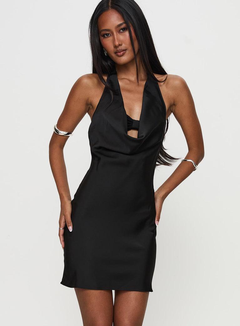 Tempeste Halter Mini Dress Black Product Image