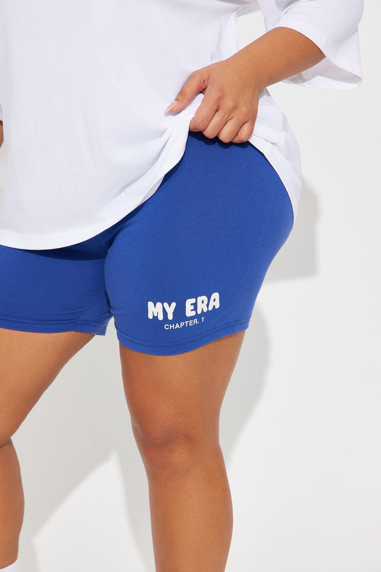 My Era Biker Short Set - White/Blue Product Image