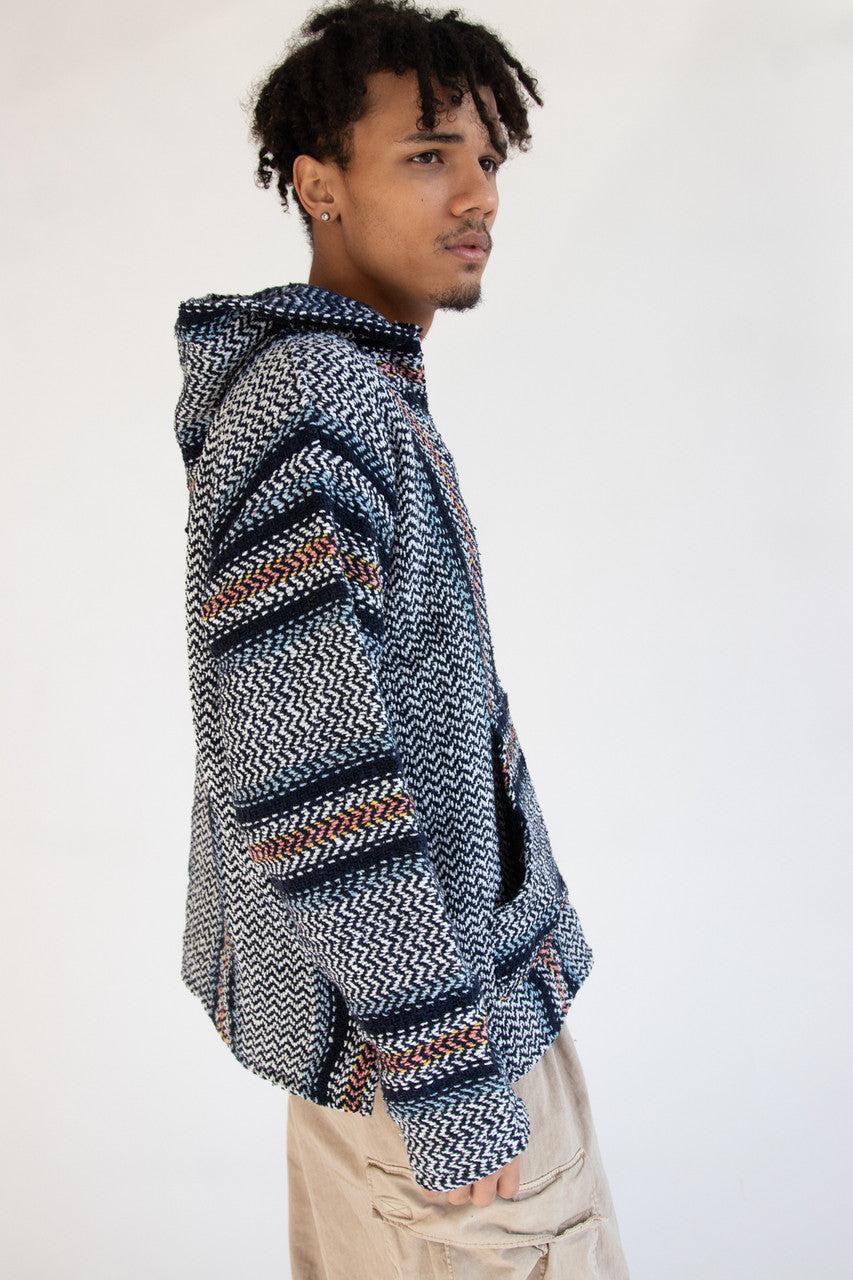 Salmon Stripe Blue Baja Hoodie Product Image