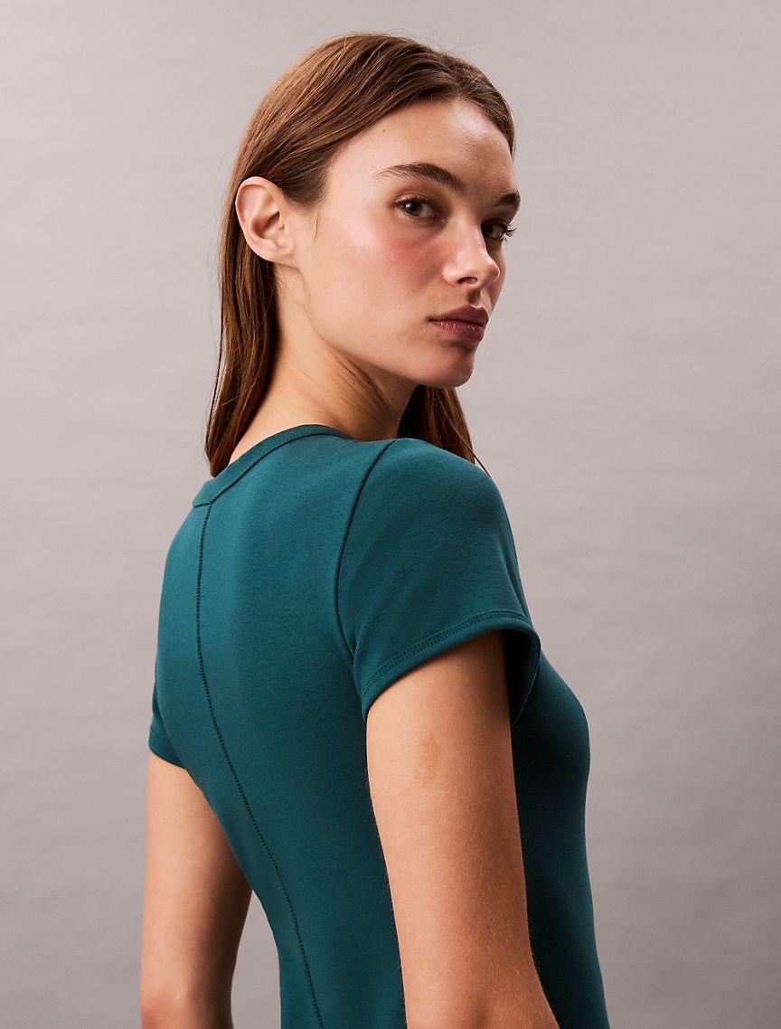 Cotton Contour Rib Monogram Logo Mini Dress Product Image