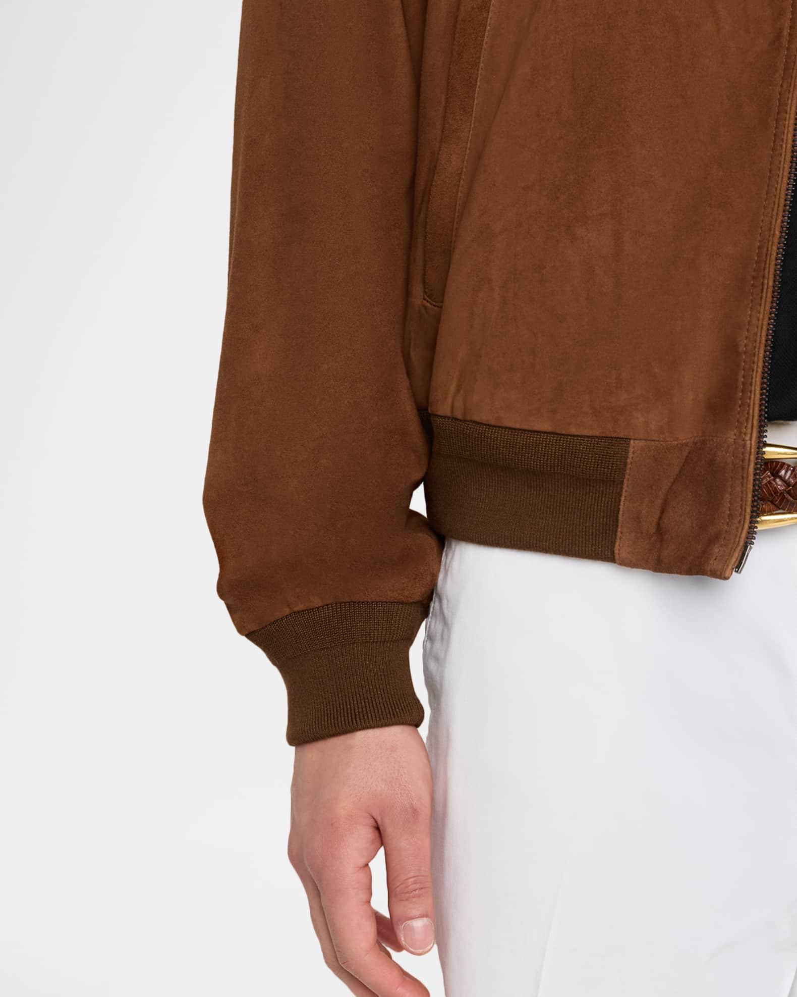 Men's Suede Bomber Jacket Product Image