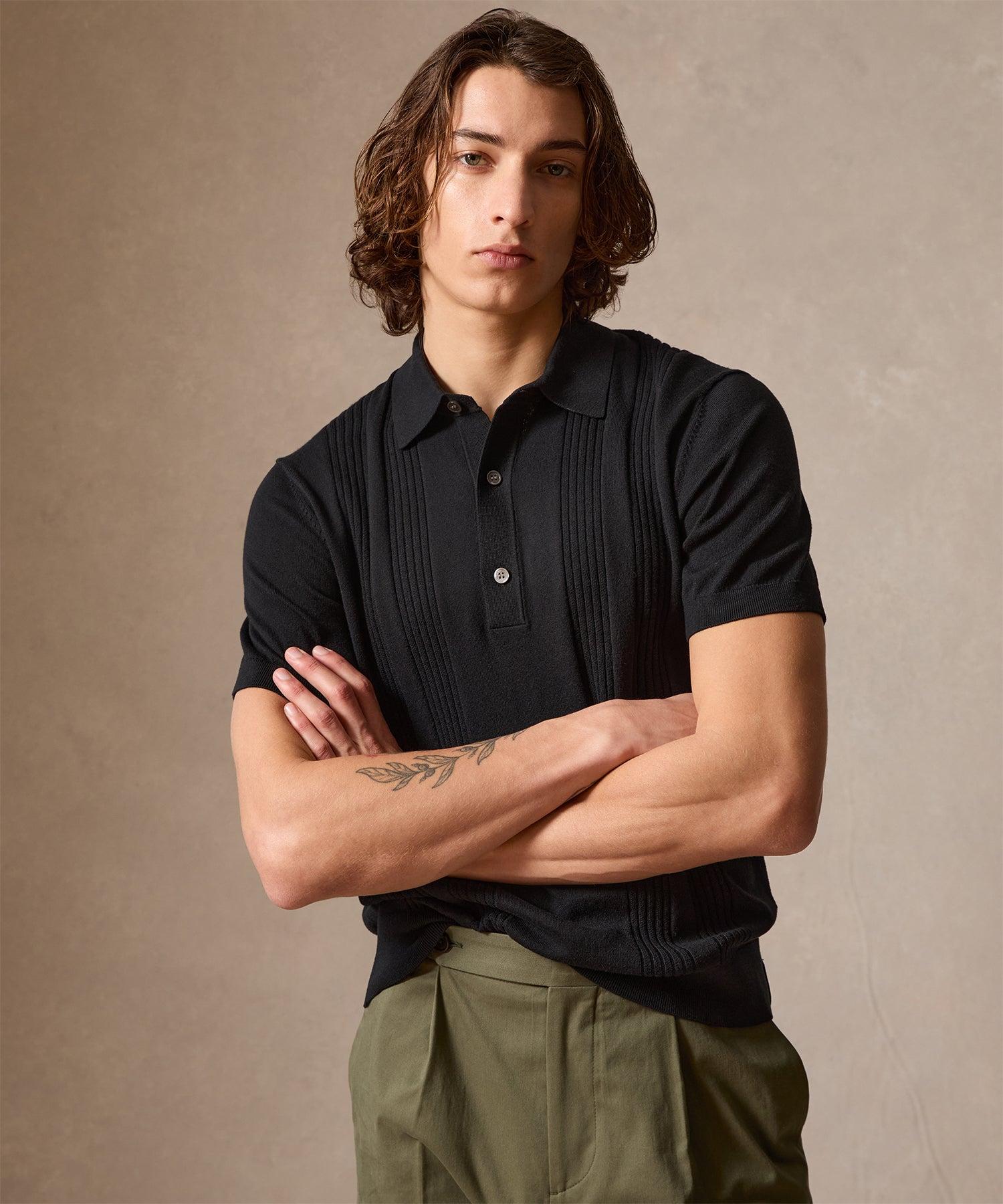 Silk-Cotton Ribbed Sweater Polo Product Image