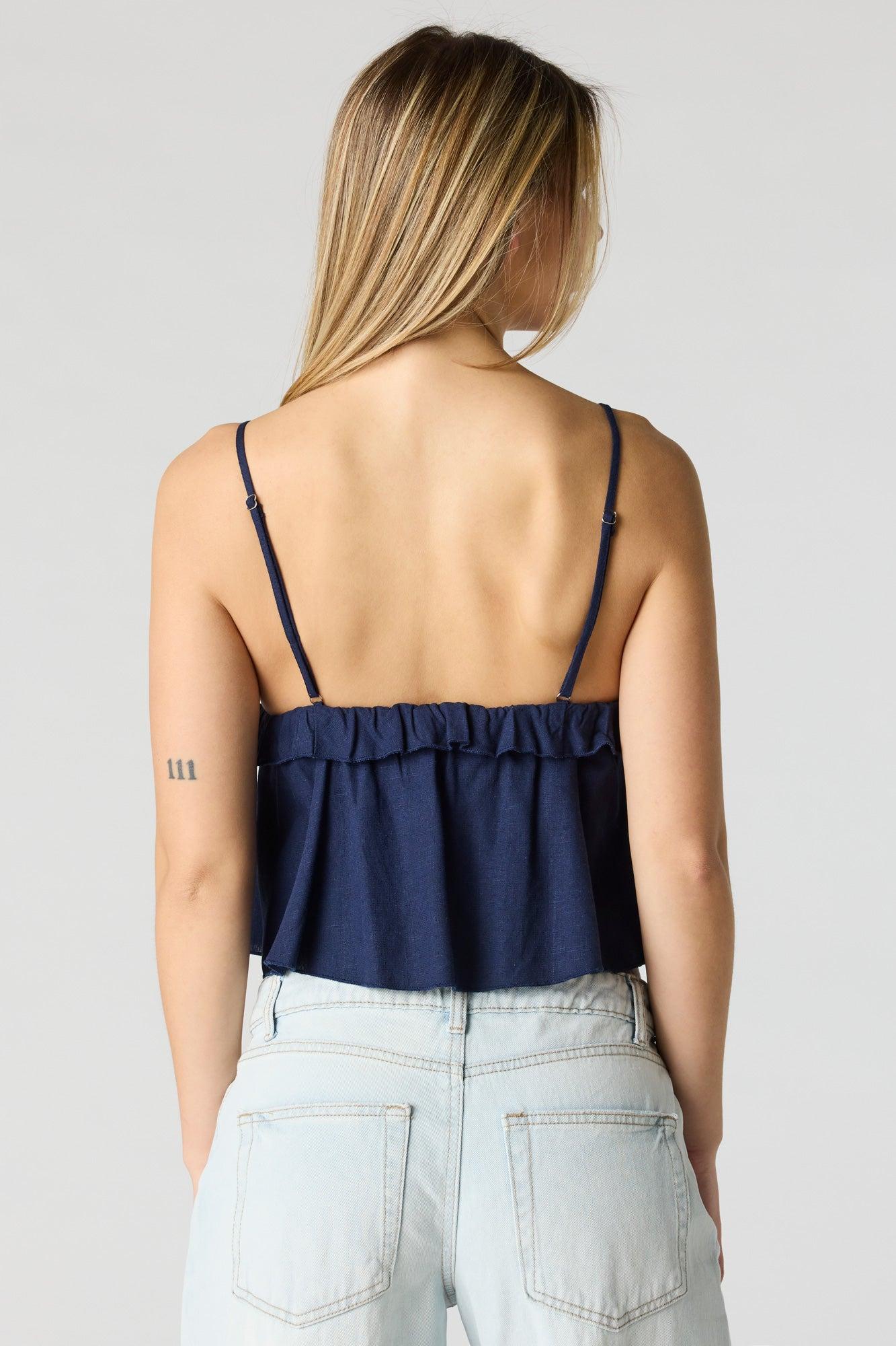 Linen-Blend Babydoll Tank Female Product Image