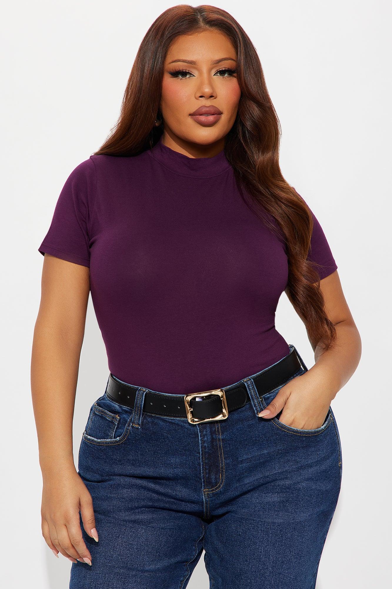 Basic Mock Neck Bodysuit - Plum Female Product Image