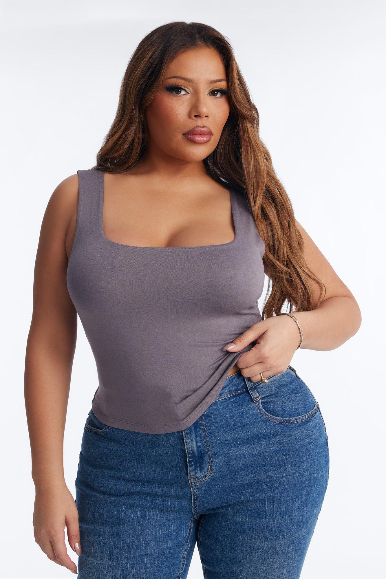 Zinnia Double Lined Tank Top - Grey Female Product Image