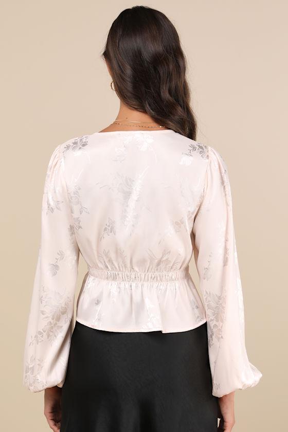 Special Sweetness Blush Jacquard Tie-Front Top Product Image