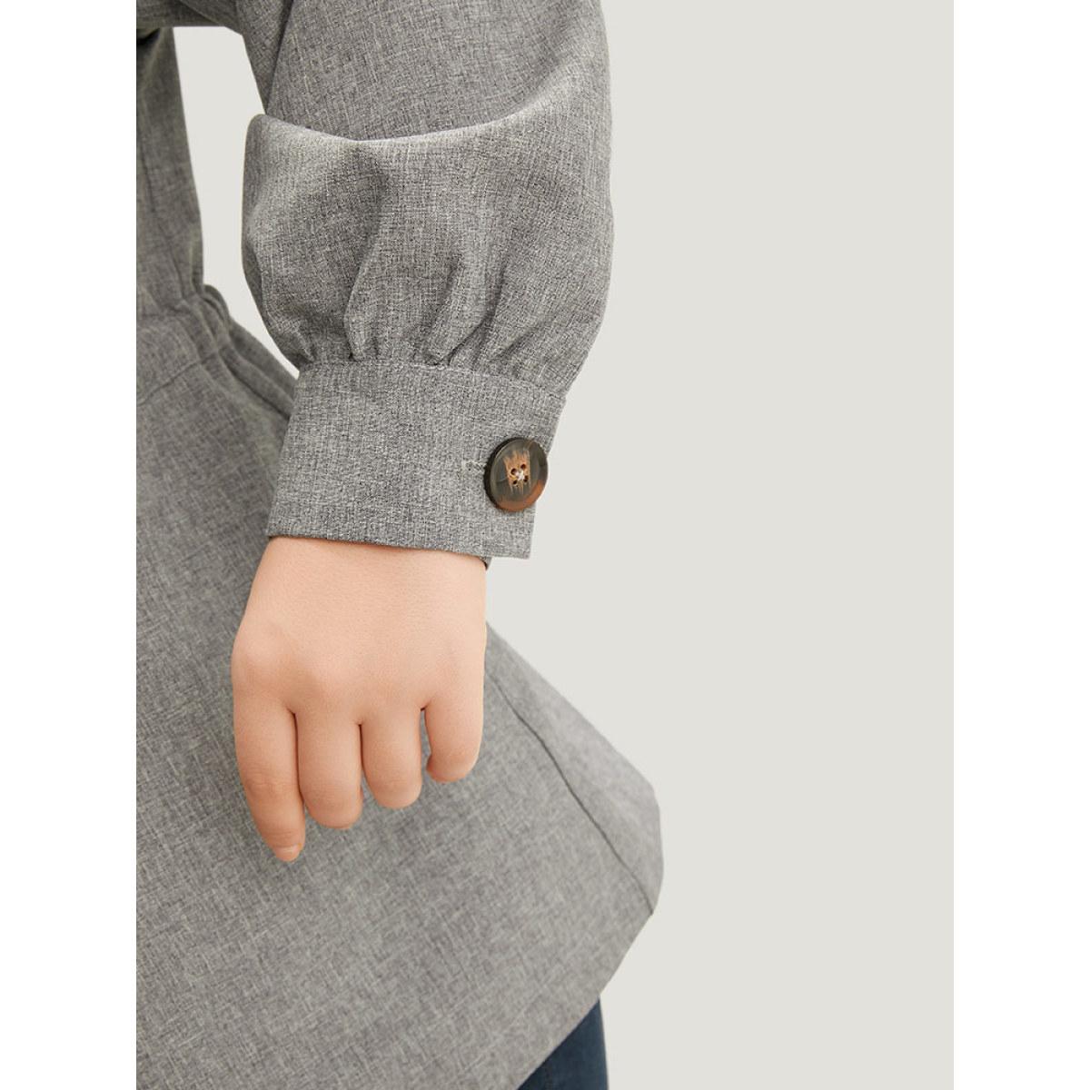 Plus Size Plain Pocket Drawstring Button Up Suit Collar Coat Women DimGray Casual Plain Ladies Dailywear Winter Coats BloomChic 26/4X Product Image