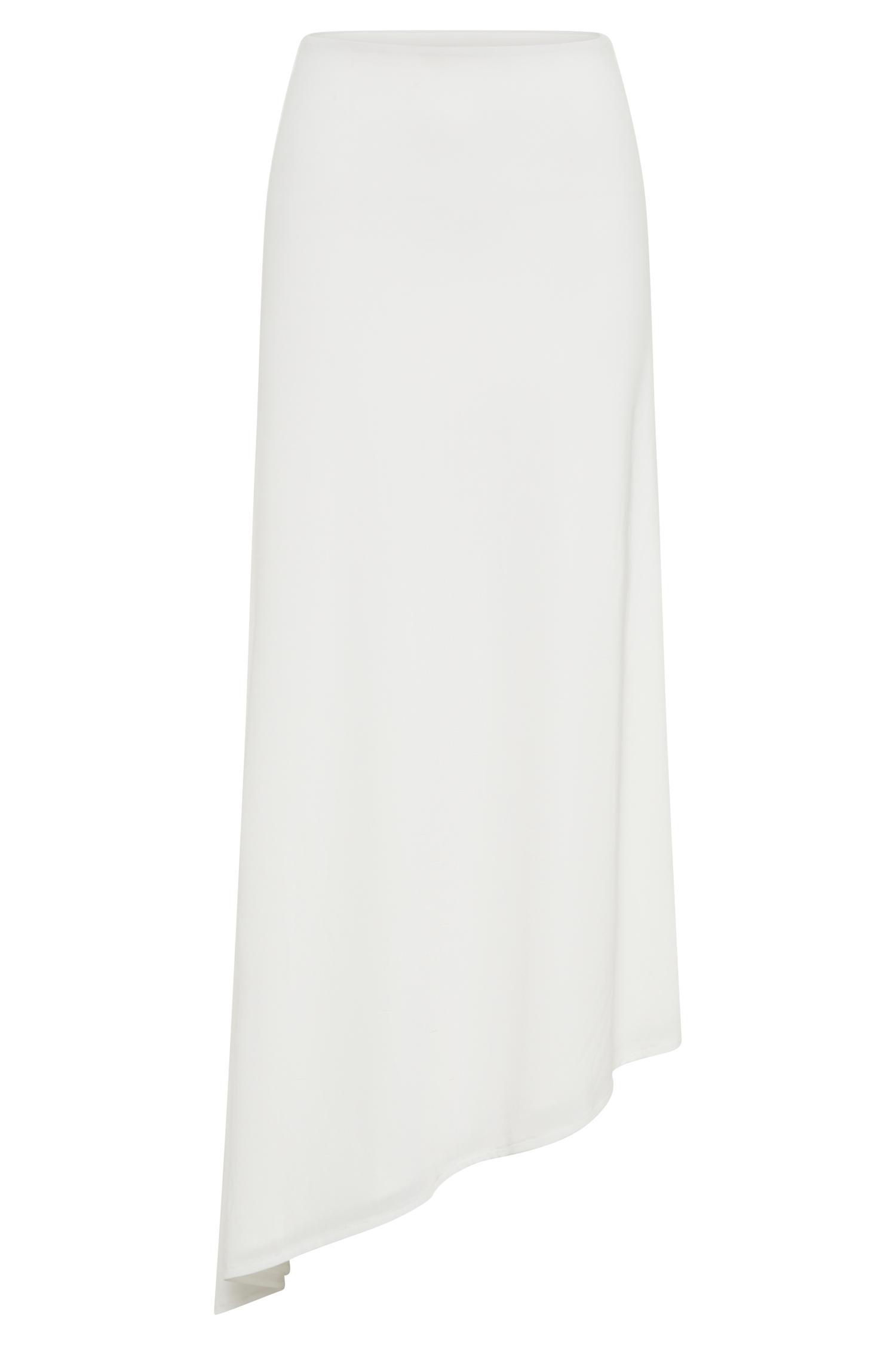 Bea Asymmetrical Slinky Maxi Skirt - White Product Image