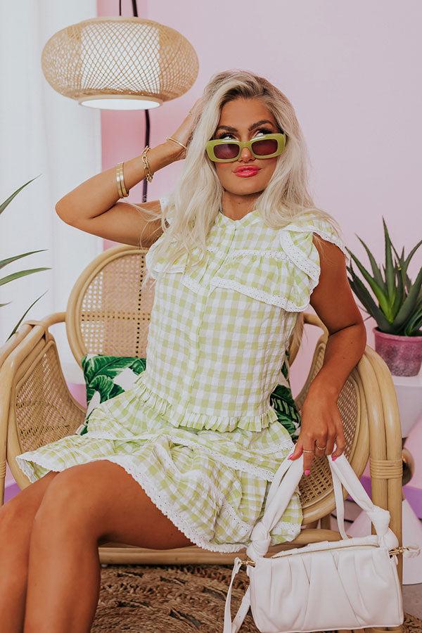 Downright Delightful Gingham Top In Lime Product Image