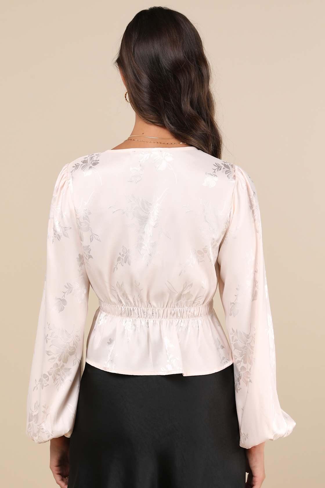 Special Sweetness Blush Jacquard Tie-Front Top Product Image