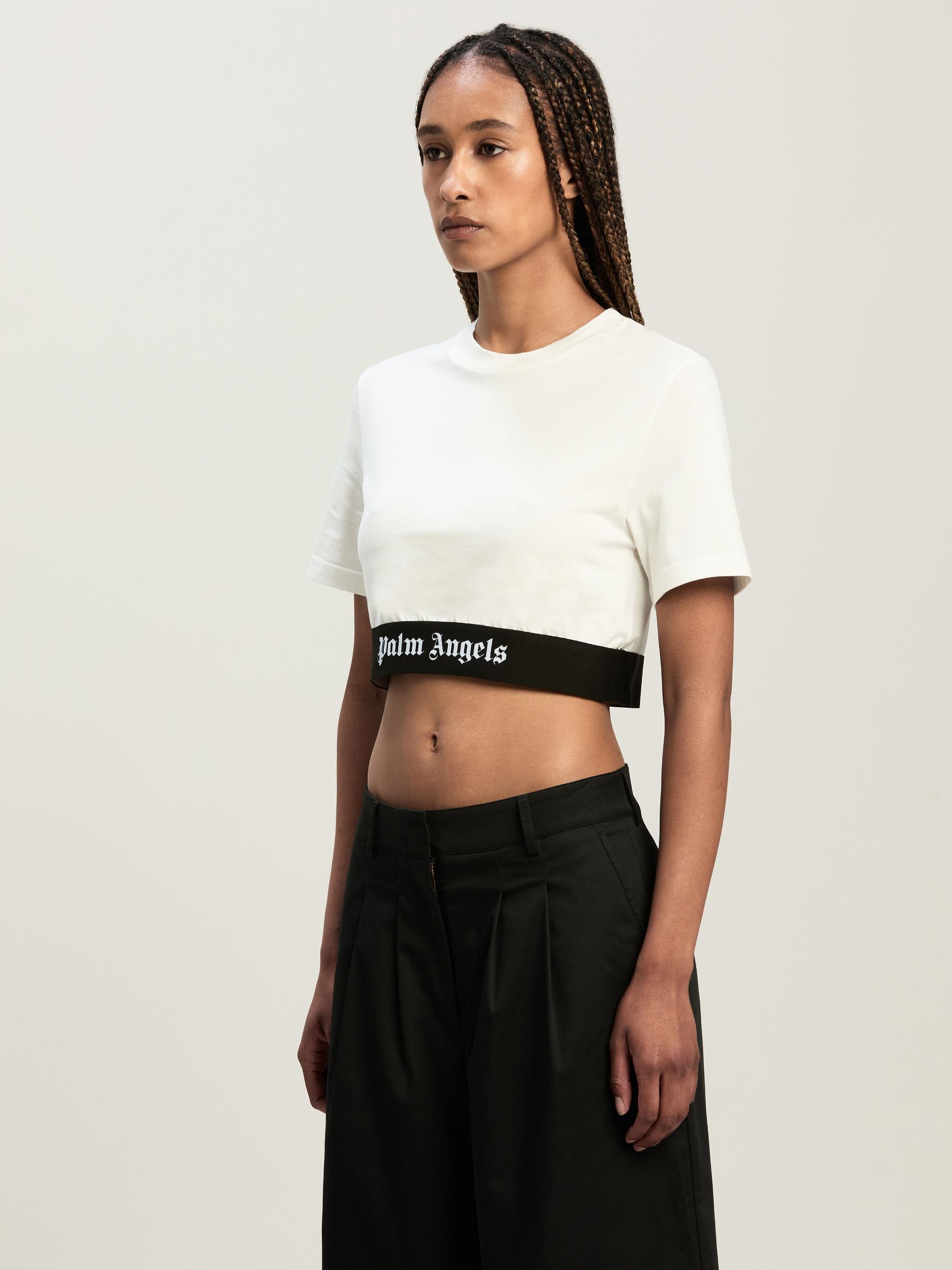 Classic Logo Tape Crop Tee Off White Bla Product Image