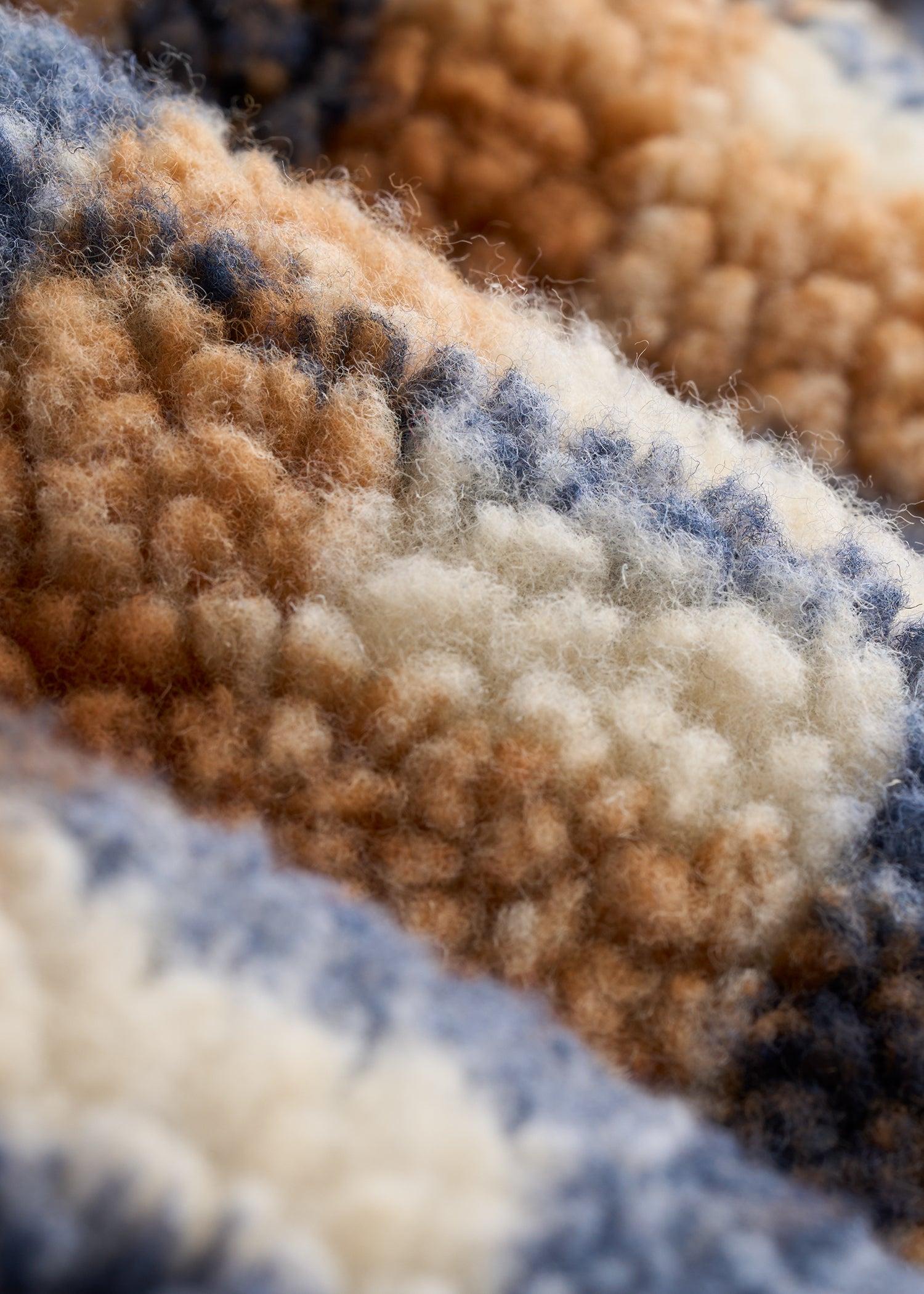 Sherpa Shirt Jacket for Tall Men in Dark Blue and Orange Plaid Male Product Image