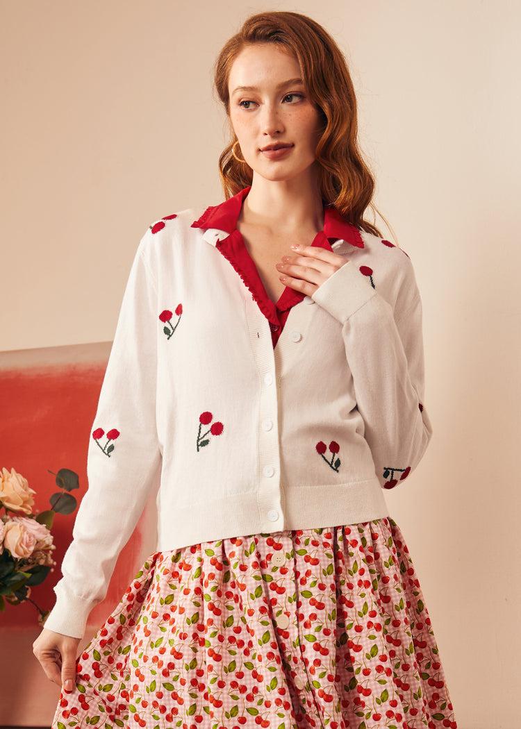 Cherry on Top Crew Neck Cardigan Product Image