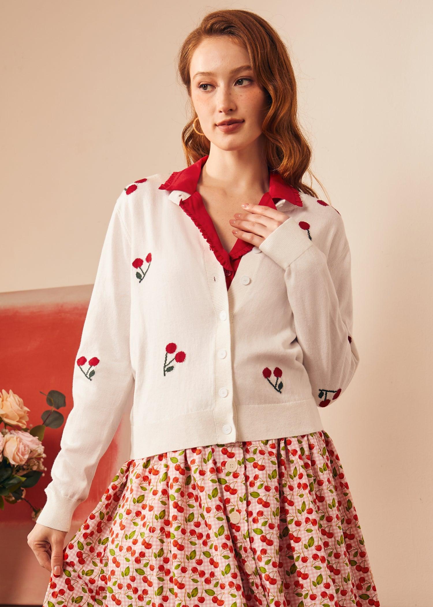 Cherry on Top Crew Neck Cardigan Product Image