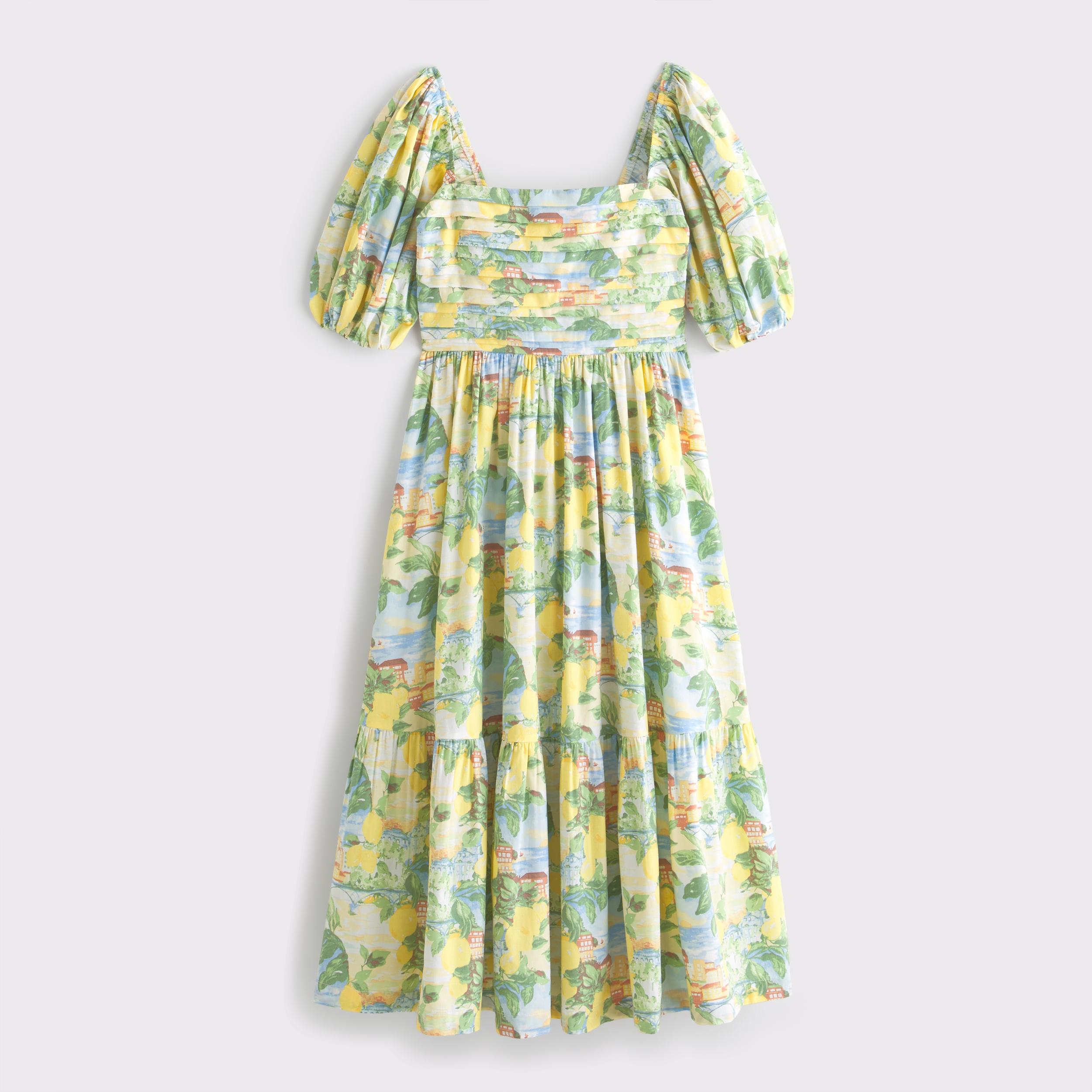 The A&F Emerson Poplin Puff Sleeve Midi Dress Product Image