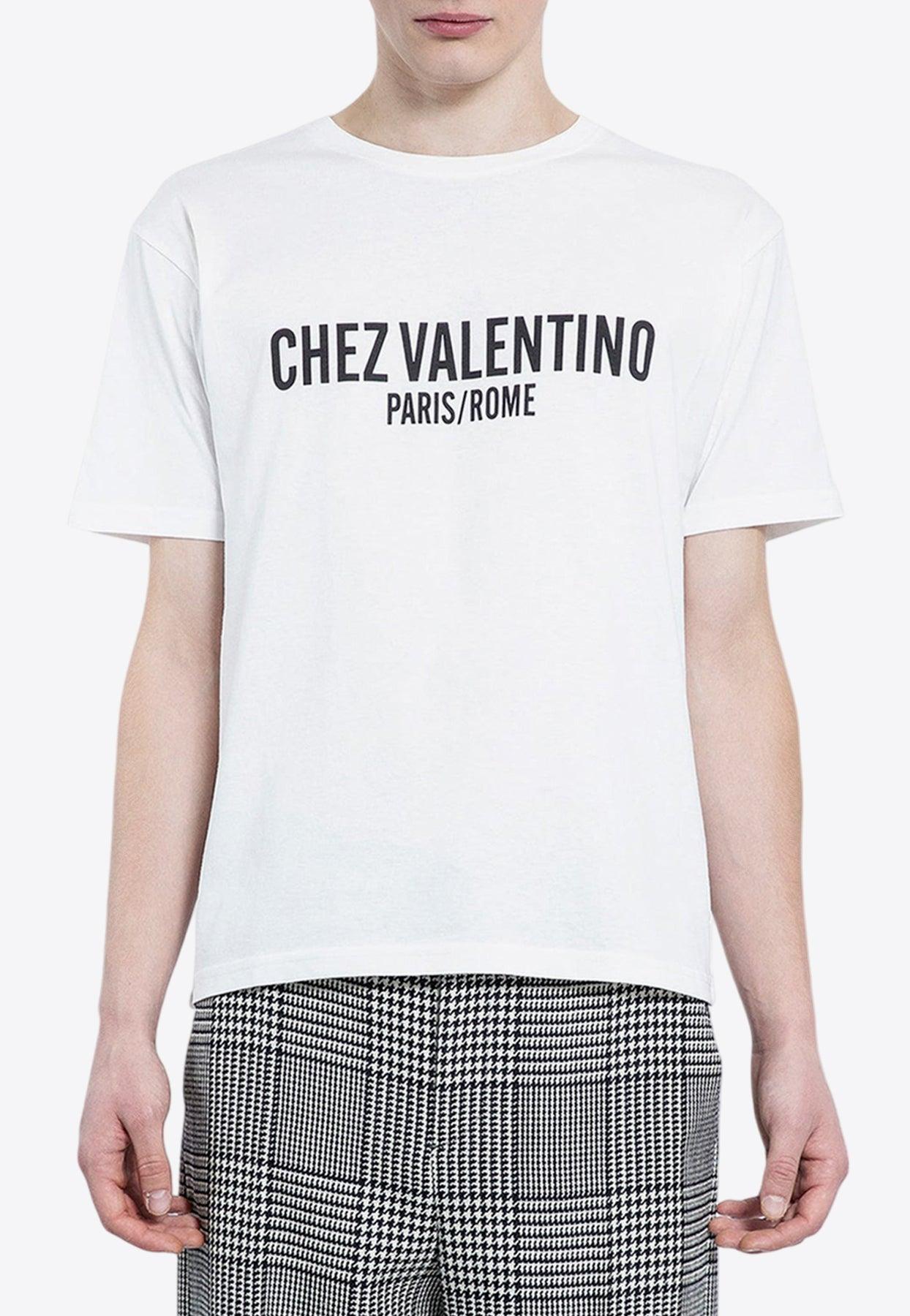 VALENTINO Cotton Crew Neck T-shirt With Graphic Print In White Product Image