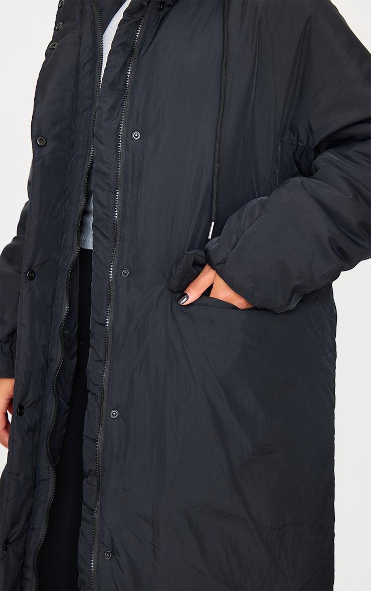 Black Padded Maxi Puffer Coat Product Image