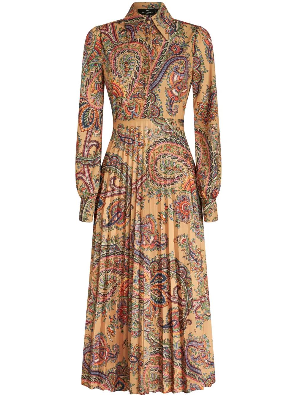paisley-print plissé dress Product Image