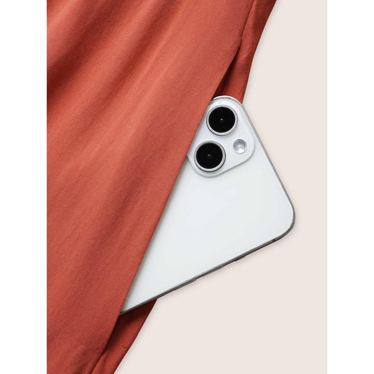 Plus Size Solid Drawstring Gathered Dolman Sleeve Dress Coral Women Resort Gathered V-neck Half Sleeve Curvy BloomChic 28/5X Product Image