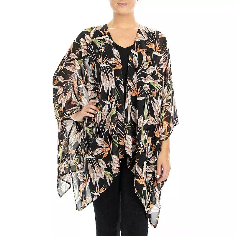 Womens Nina Leonard Floral Open-Front Kimono Product Image