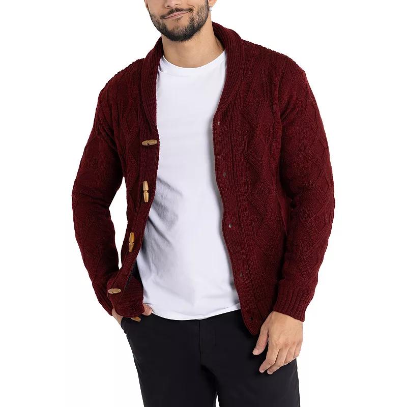 Men's Xray Regular-Fit Fleece-Lined Shawl-Collar Cable-Knit Cardigan Sweater,  Product Image
