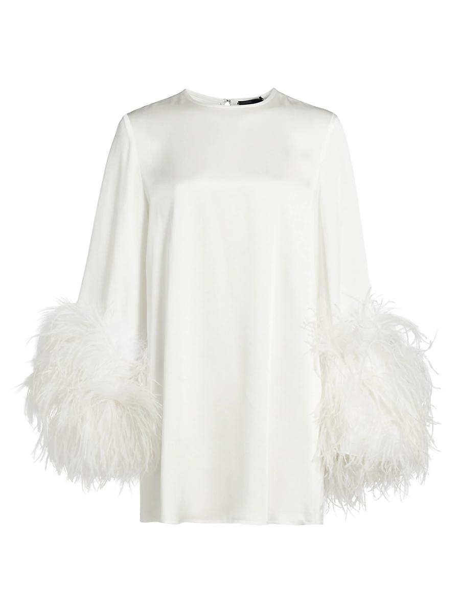 Womens Double-Face Satin Feather-Cuff Minidress Product Image