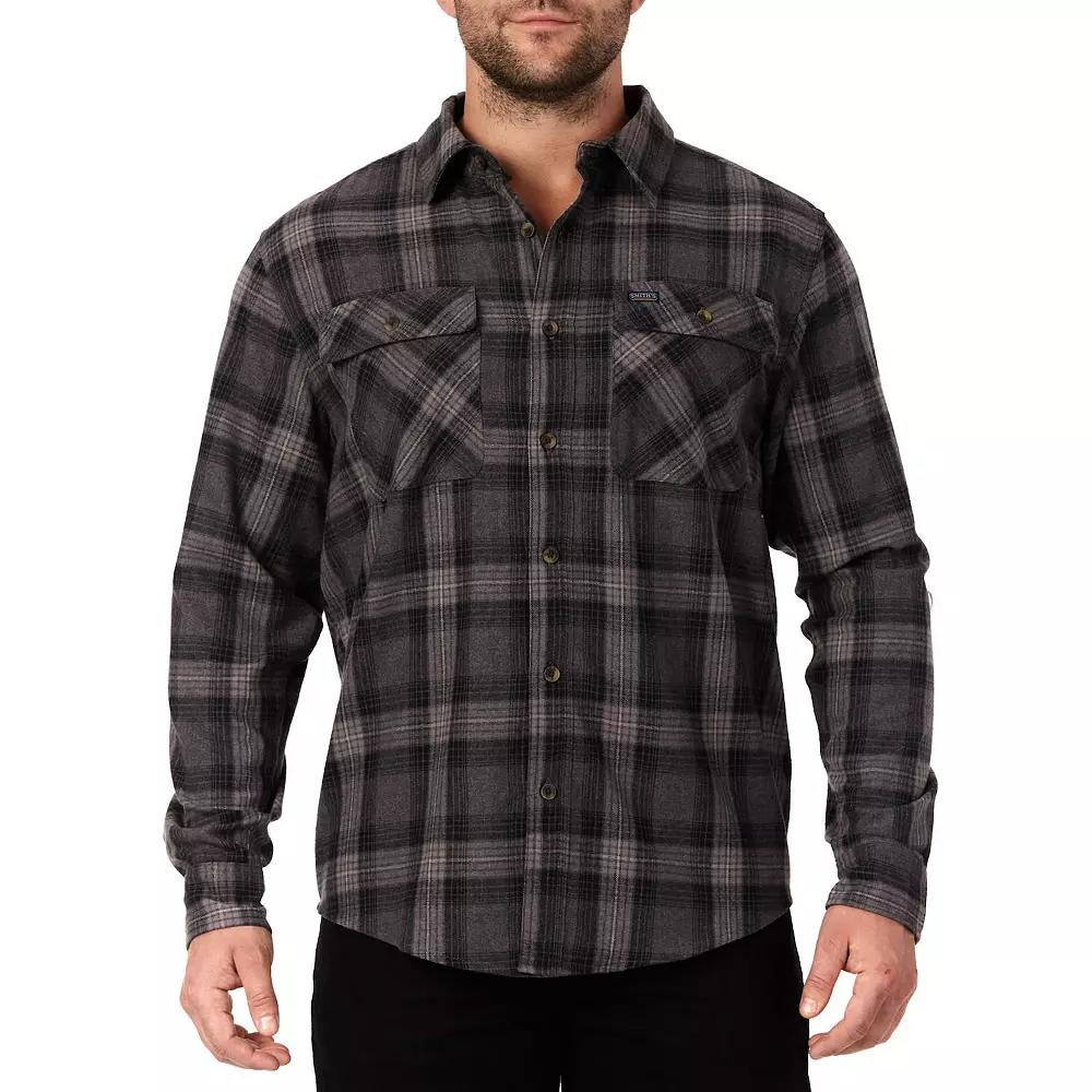 Men's Smith's Workwear Regular-Fit Plaid Two-Pocket Flannel Button-Down Shirt,  Product Image