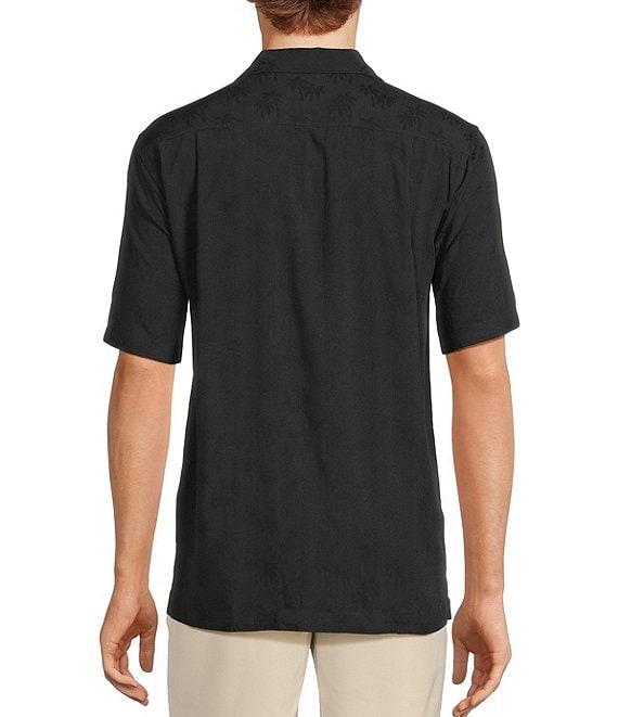 Caribbean Palm Trees Jacquard Short Sleeve Woven Camp Shirt Product Image