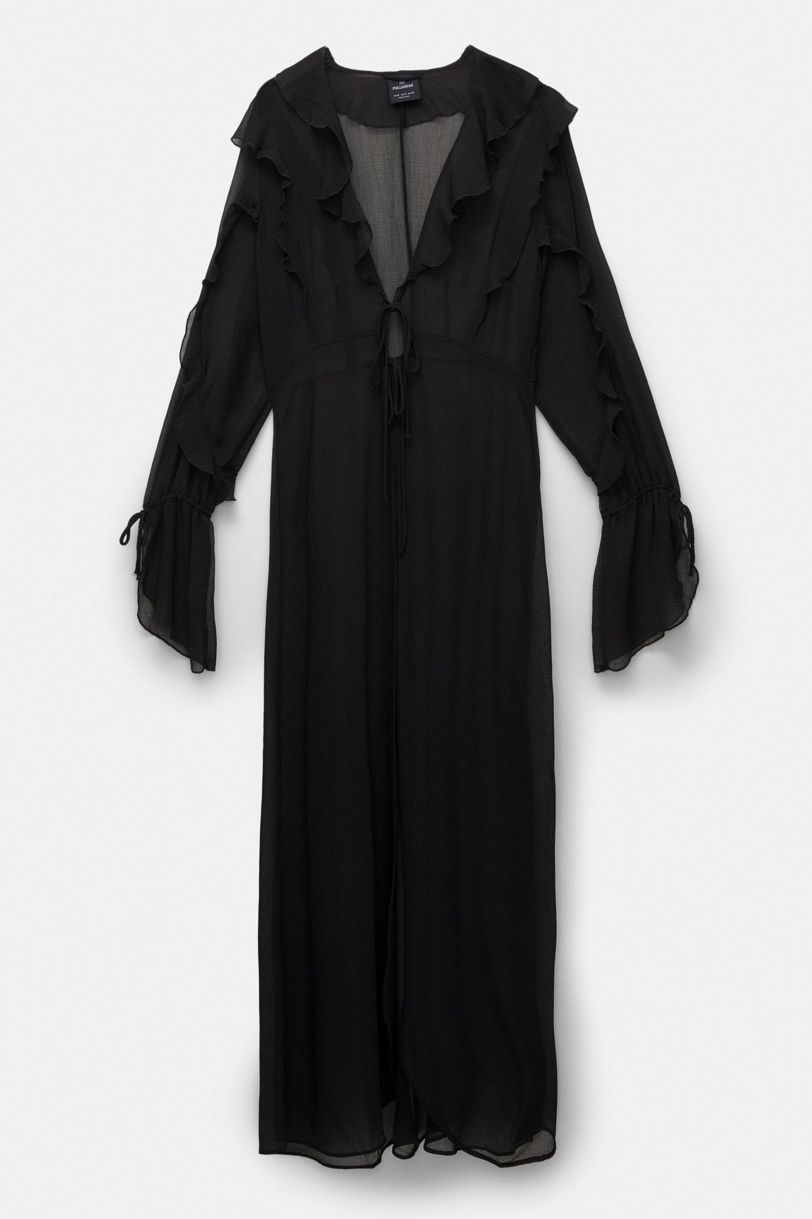 Long ruffled camisole kimono Product Image