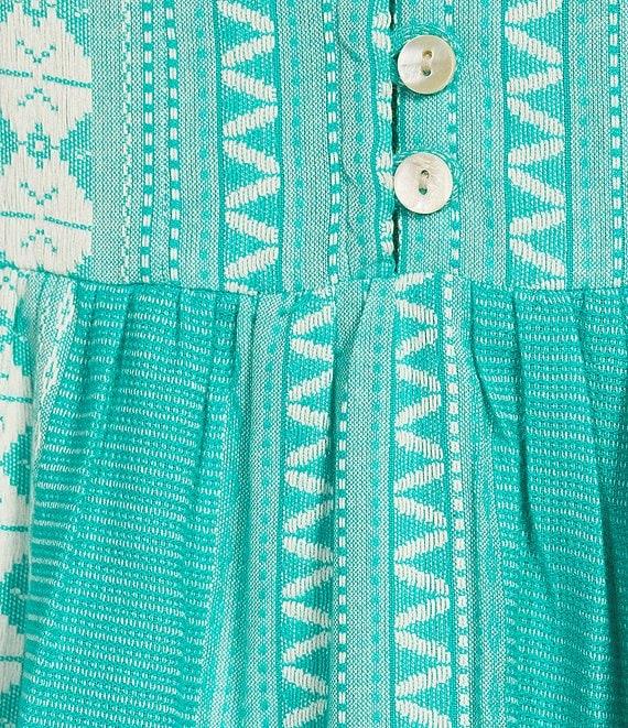 APNY Bohemian Embroidered Split V-Neck 3/4 Sleeve Tiered A-Line Dress Product Image