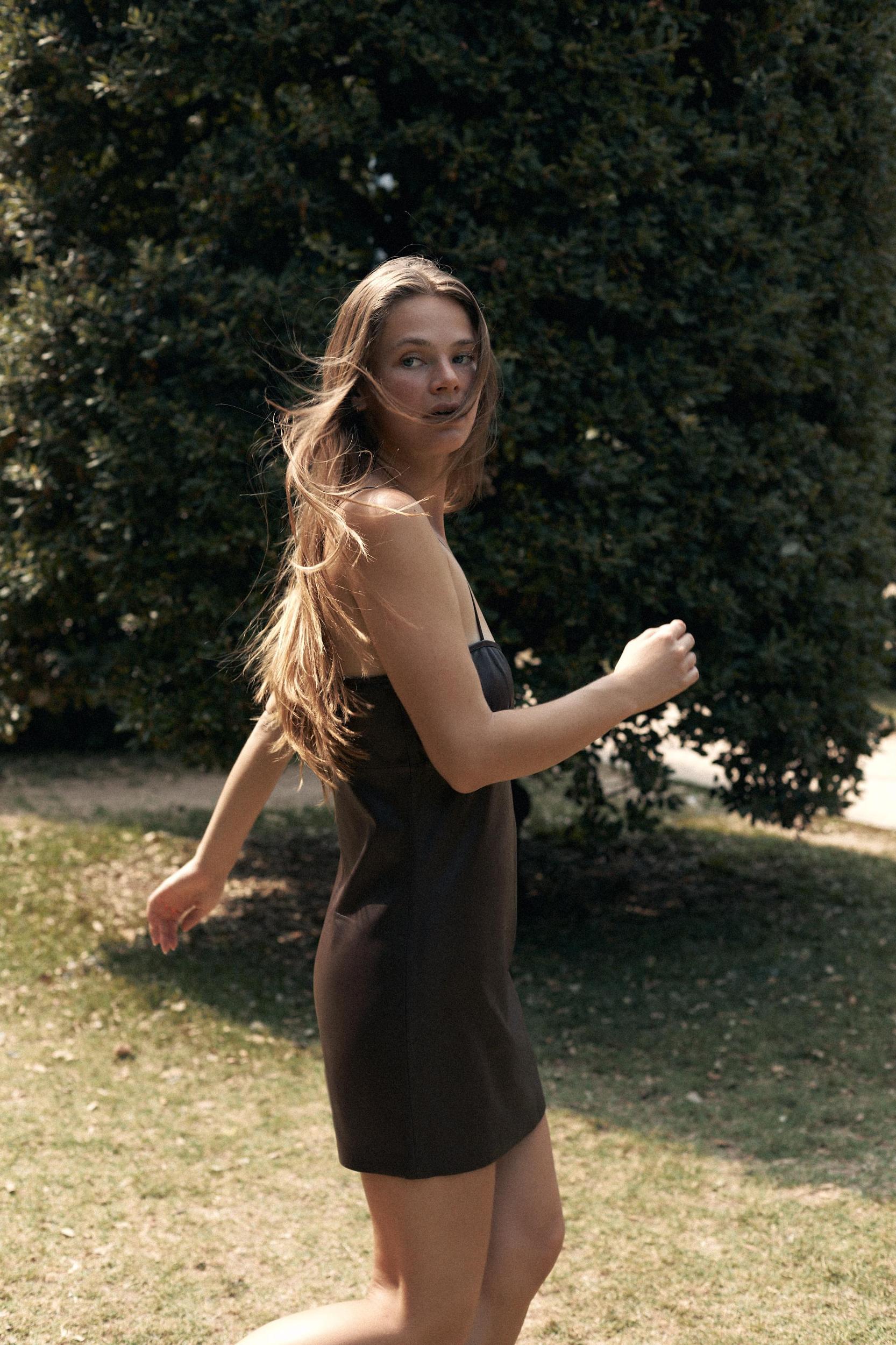 100% LEATHER RUCHED DRESS LIMITED EDITION Product Image