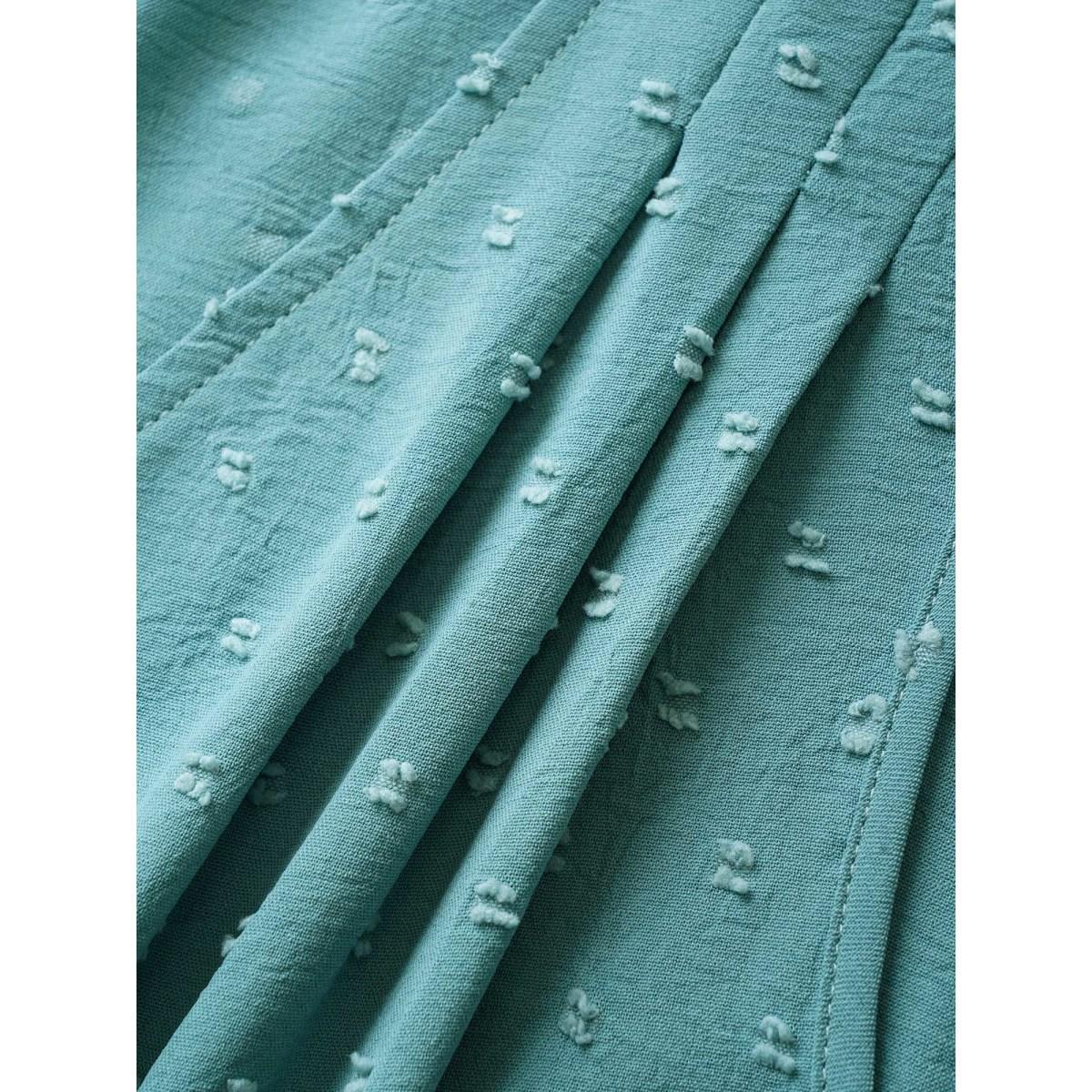 Plus Size Jacquard Pleated Button Detail Tank Top Women Teal Casual Texture V-neck Everyday Tank Tops Camis BloomChic 10/M Product Image