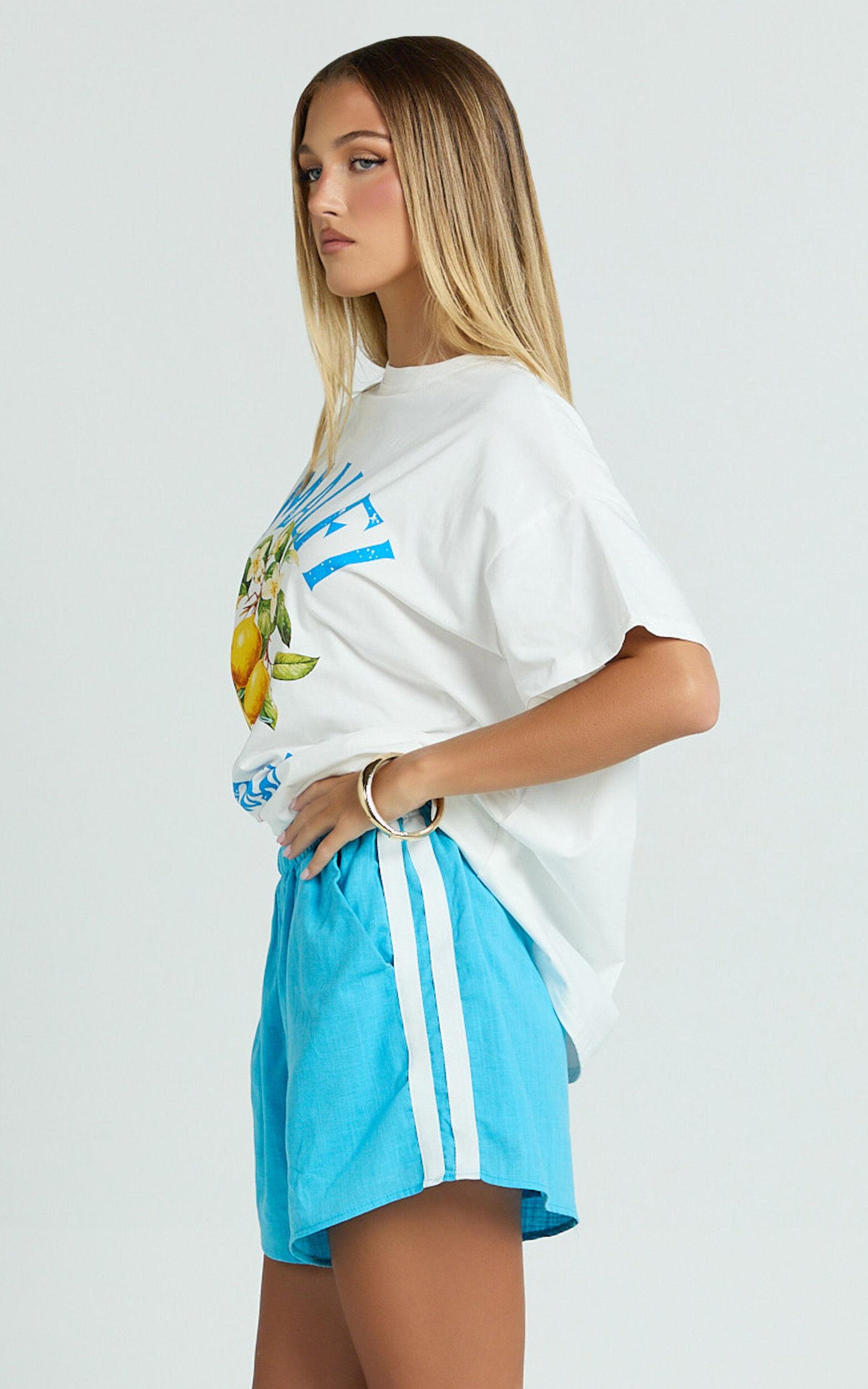 Luna Two Piece Top and Shorts Set - Amalfi T-shirt Set in White Product Image