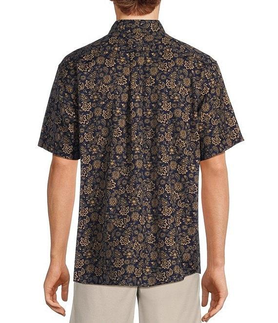 Roundtree & Yorke Big & Tall Short Sleeve Paisley Print Oxford Sport Shirt Product Image