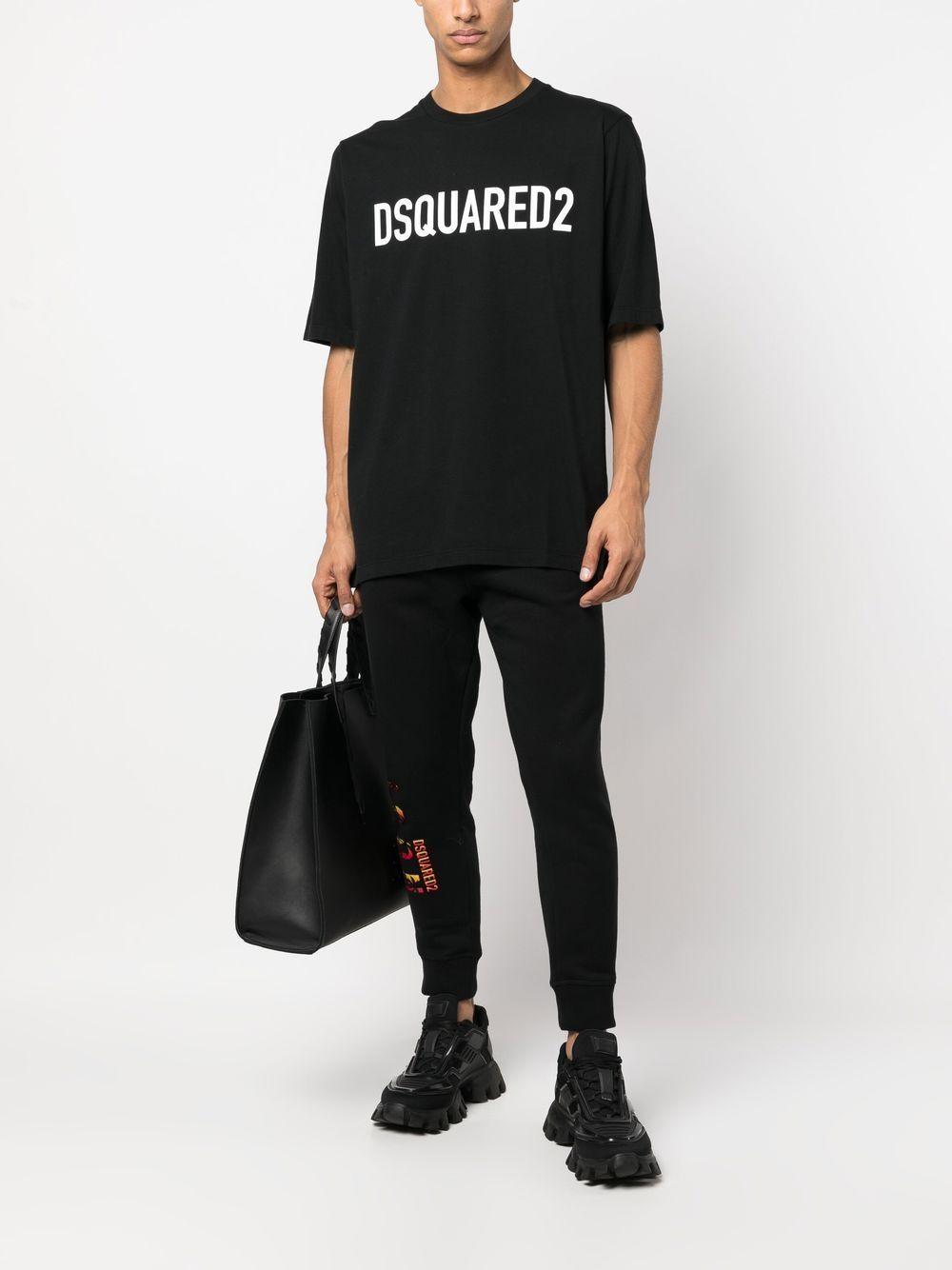 DSQUARED2 Mens Black Brand-print Crewneck Regular-fit Cotton-jersey T-shirt Product Image