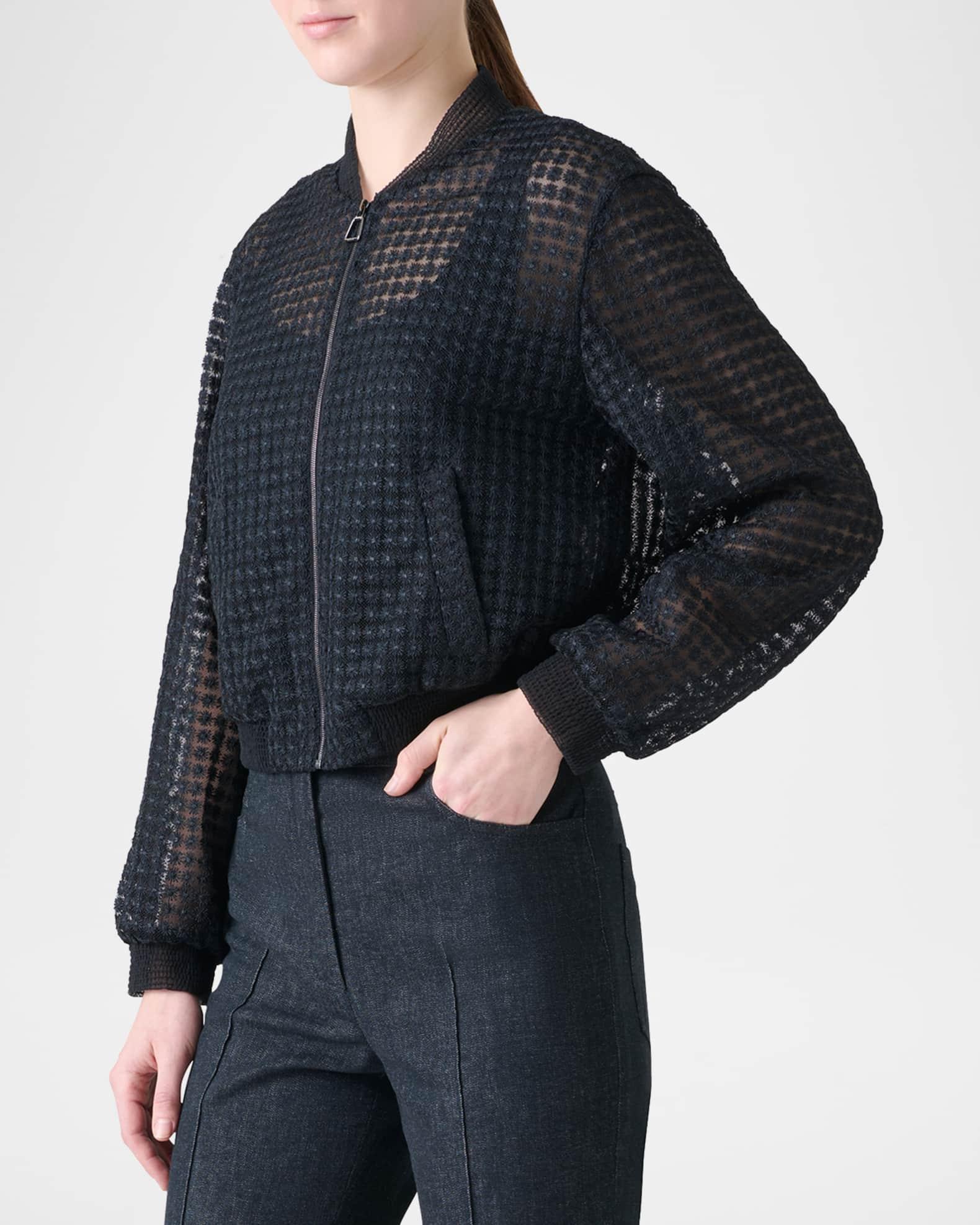 Taide Flower Embroidered Tulle Bomber Jacket Product Image