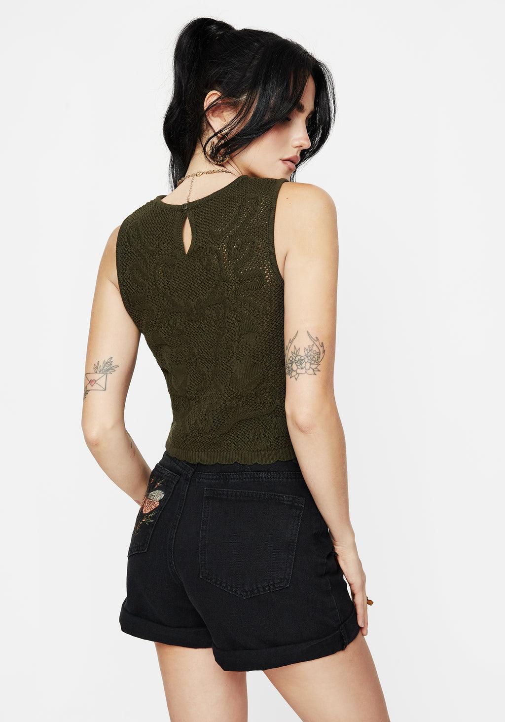 Tulip Jacquard Knit Crop Top Product Image