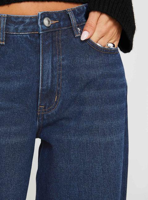 Naylor Mid Rise Wide Leg Jeans Mid Blue Denim Product Image