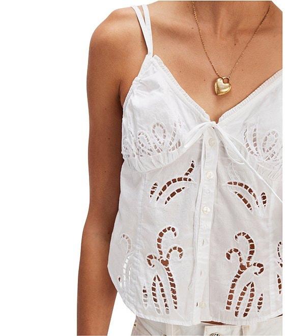 Free People Sweet Sammi Battenberg Eyelet V-Neckline Sleeveless Top Product Image