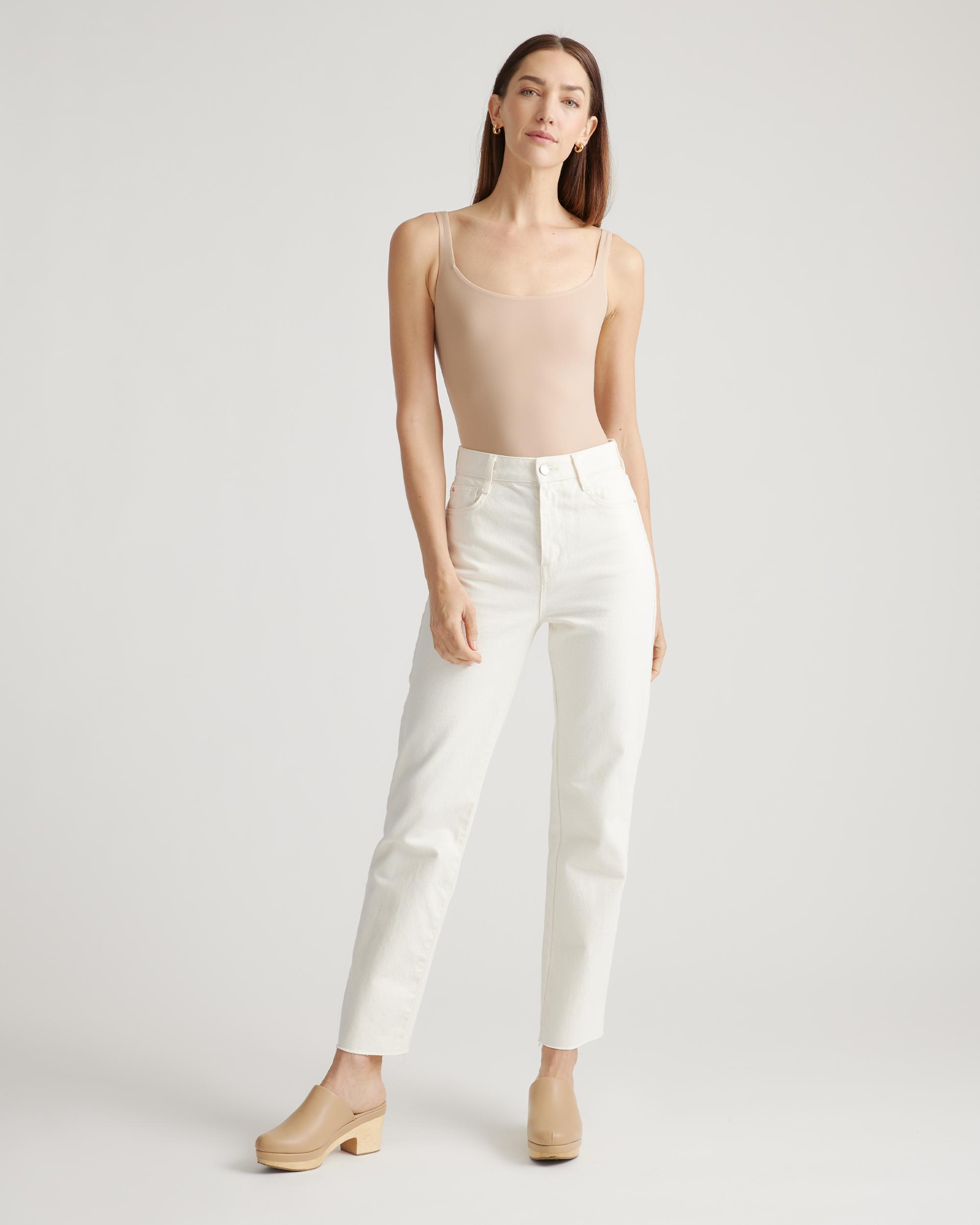 Quince | Women's Second Skin Square Neck Tank Top Bodysuit Nylon/Spandex Product Image