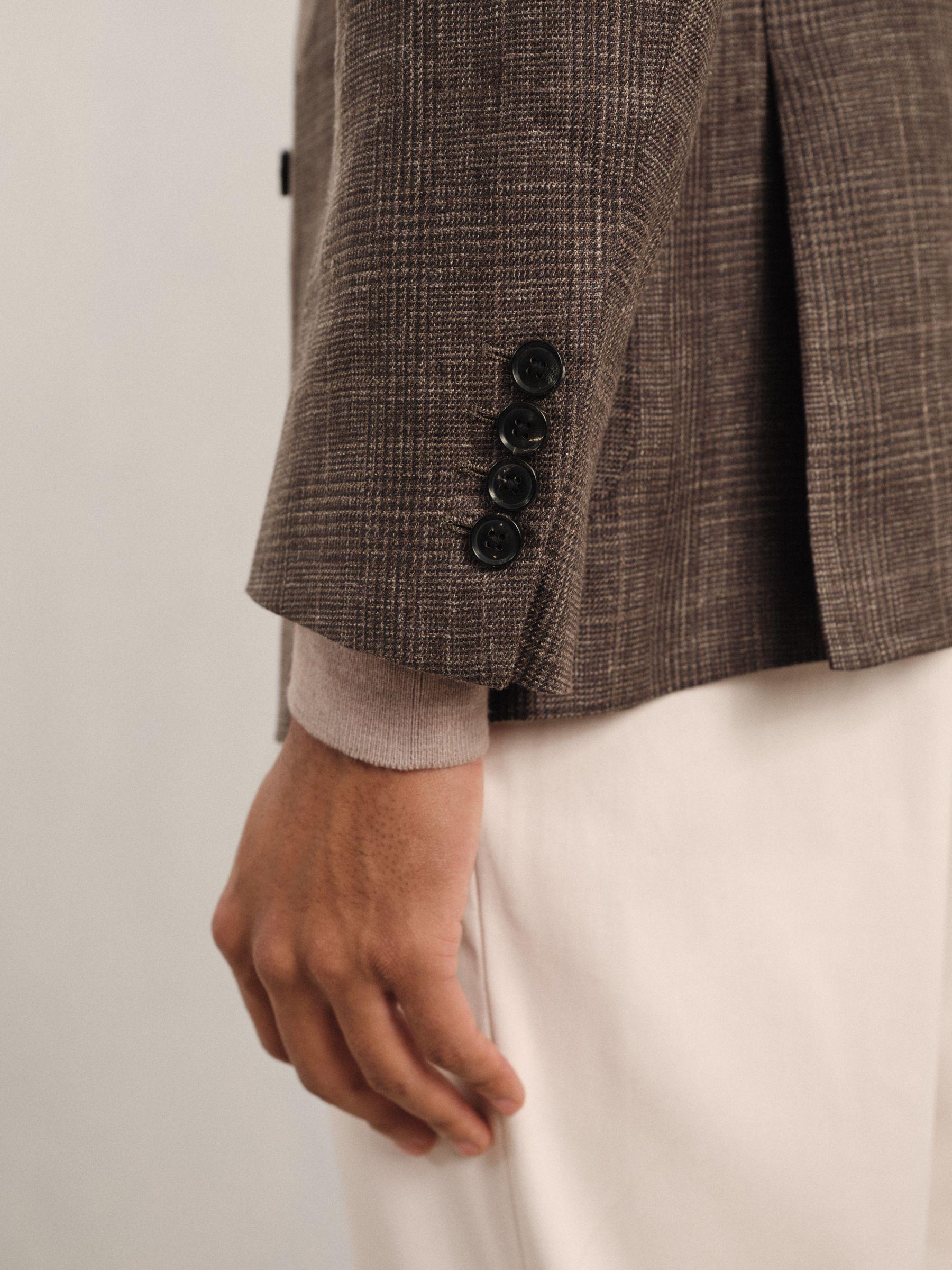 Puppytooth-Check Tailored Trousers in Soft Grey Product Image