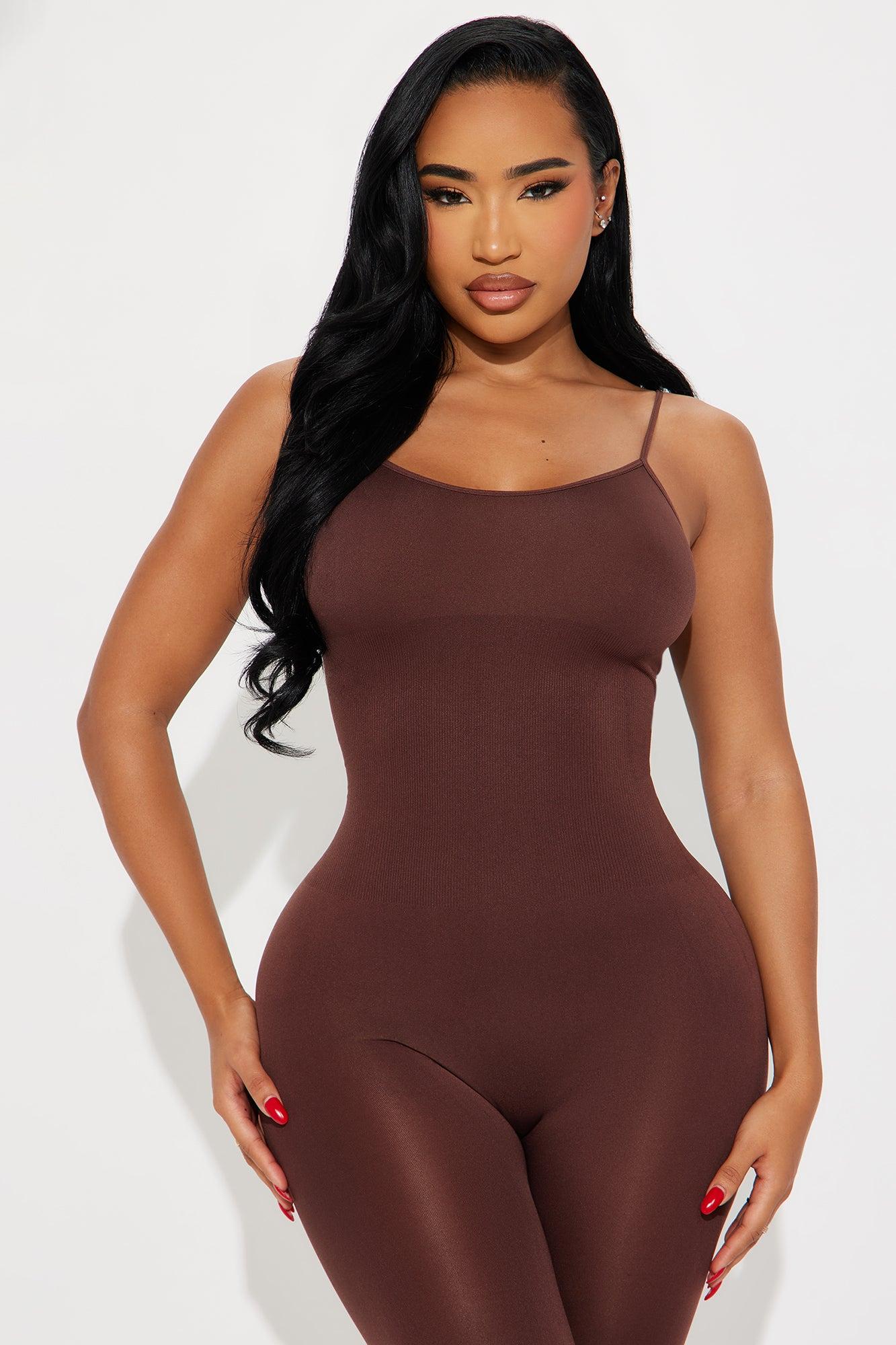 Its Natural Seamless Smoothing Shapewear Jumpsuit - Chocolate Female Product Image