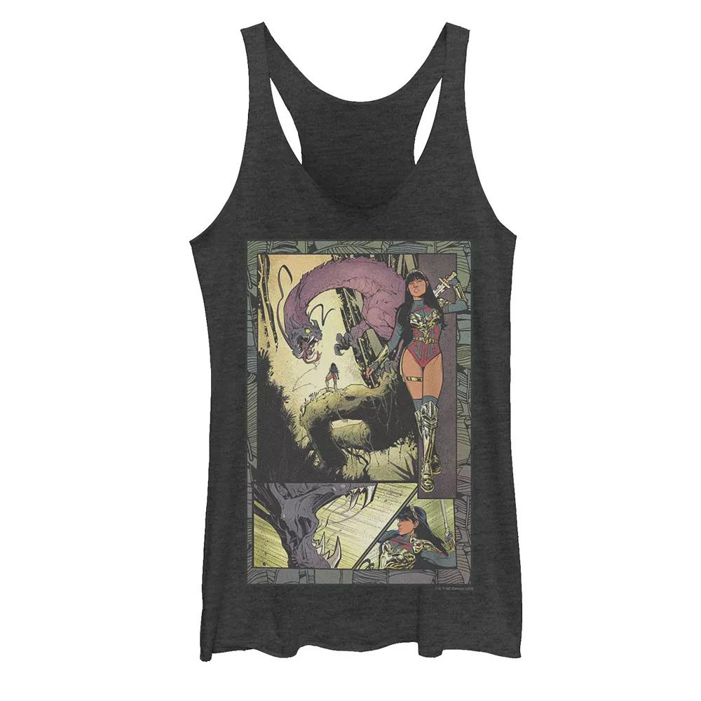 Juniors' Justice League Wonder Woman Future State Panels Comic Tank Top, Girl's, Size: Large, White Grey Product Image