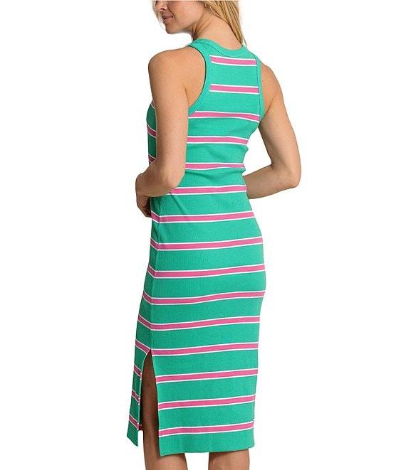 Southern Tide Quinn Stripe Print Crew Neck Sleeveless Rib Midi Dress Product Image