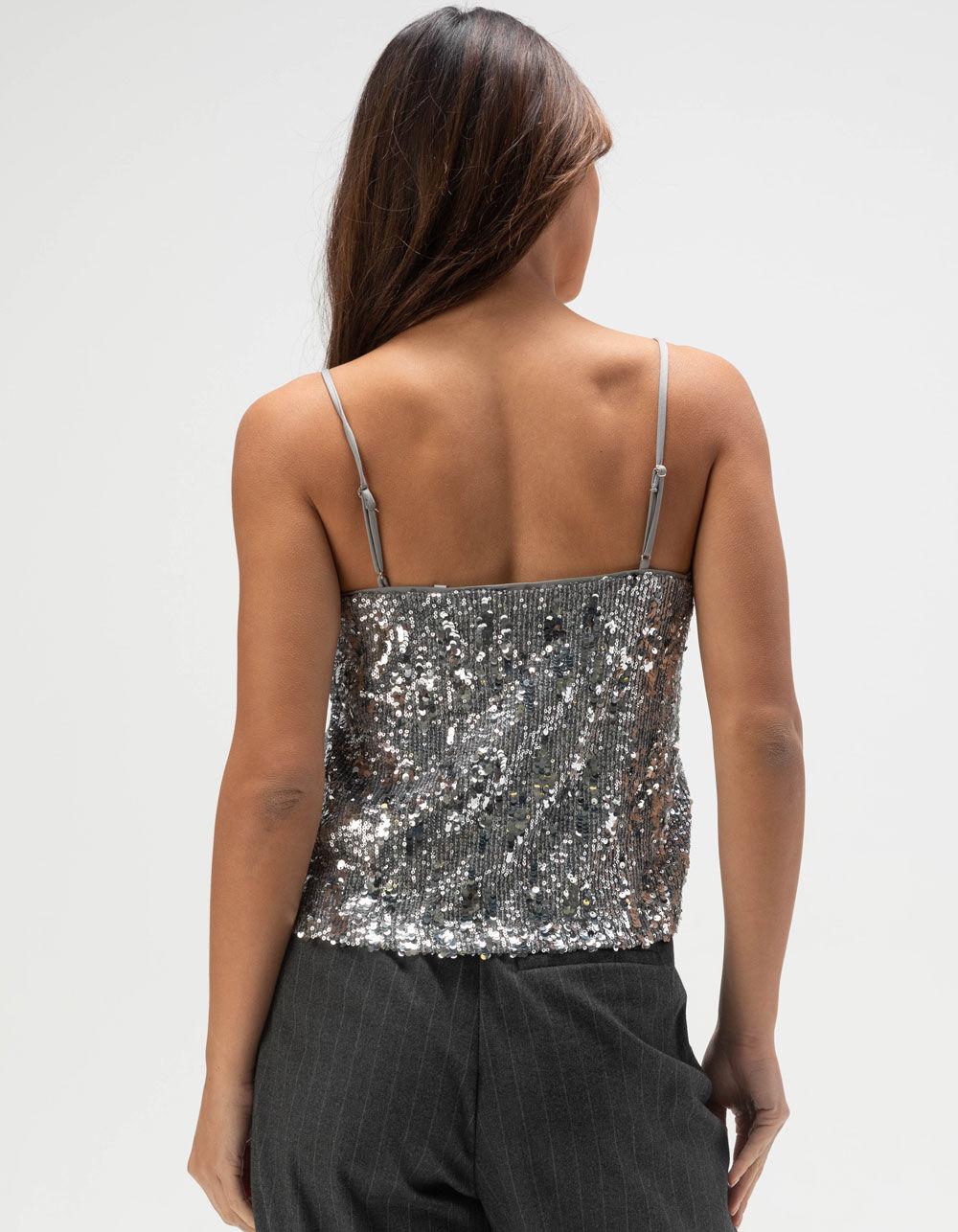 JJXX Tara Womens Sleeveless Sequin Top - BLACK Product Image