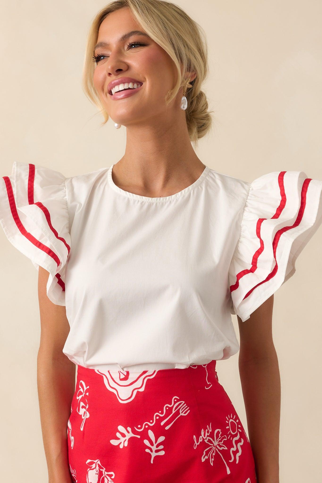 Prosperina Eva White Cotton Ruffle Top Product Image